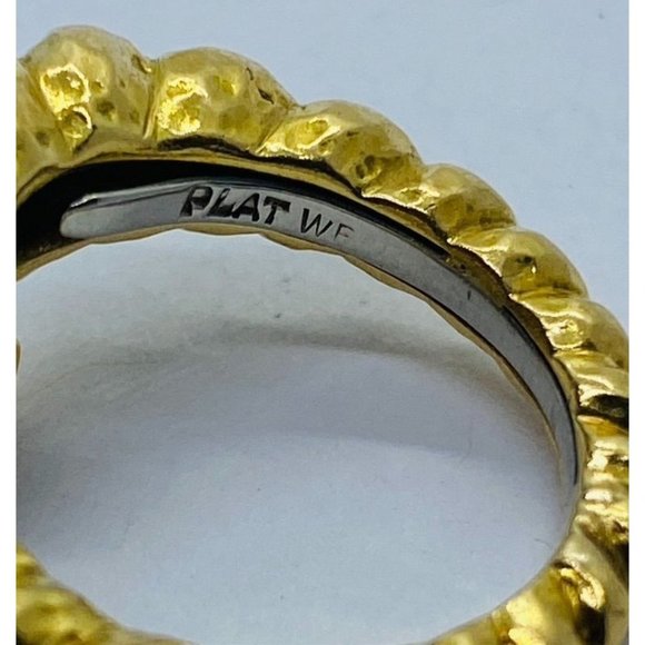 David Webb 18K Platinum Diamond Crossover Bypass Hammered Ring - Picture 4 of 12